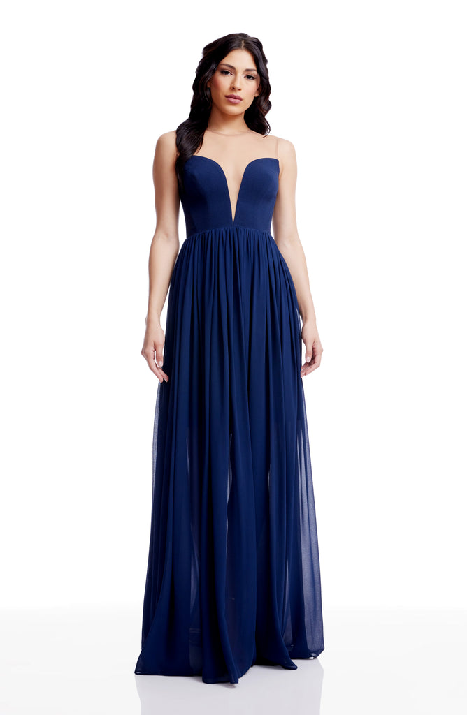 dress the population ellen strapless gown Dress the Population Women's Ellen Strapless Dress Solid Crepe Long Gown W  Slit Dress, Bronze, S at Amazon Women's Clothing store
