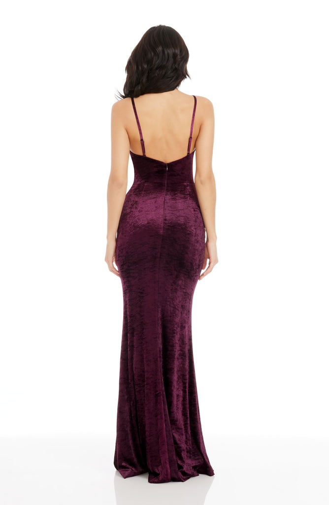 dress the population giovanna gown Giovanna Dress, XL / MIDNIGHT PLUM