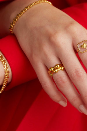 gold vermeil ring with quartz