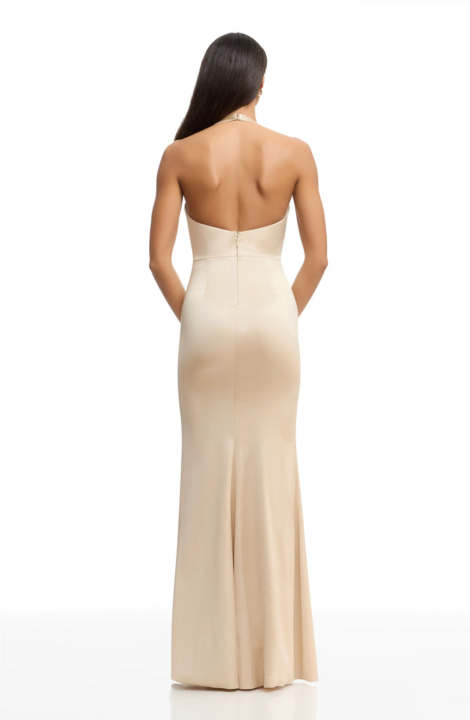 paige silk dress Paige Pink Lace Trim Satin Maxi Dress, M / Pink