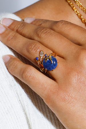 lapis and topaz gold vermeil ring