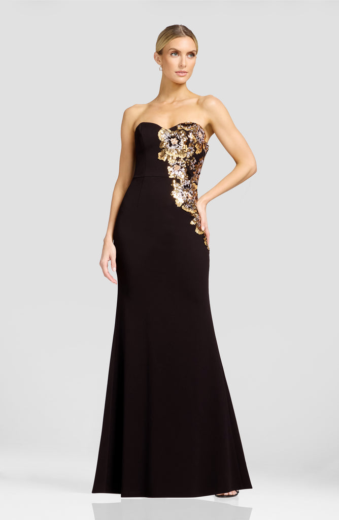 Dress the Population Women's Tiana Floral-Detail Strapless Mermaid Gown - Gold Multi