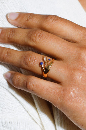 lapis and topaz gold vermeil ring
