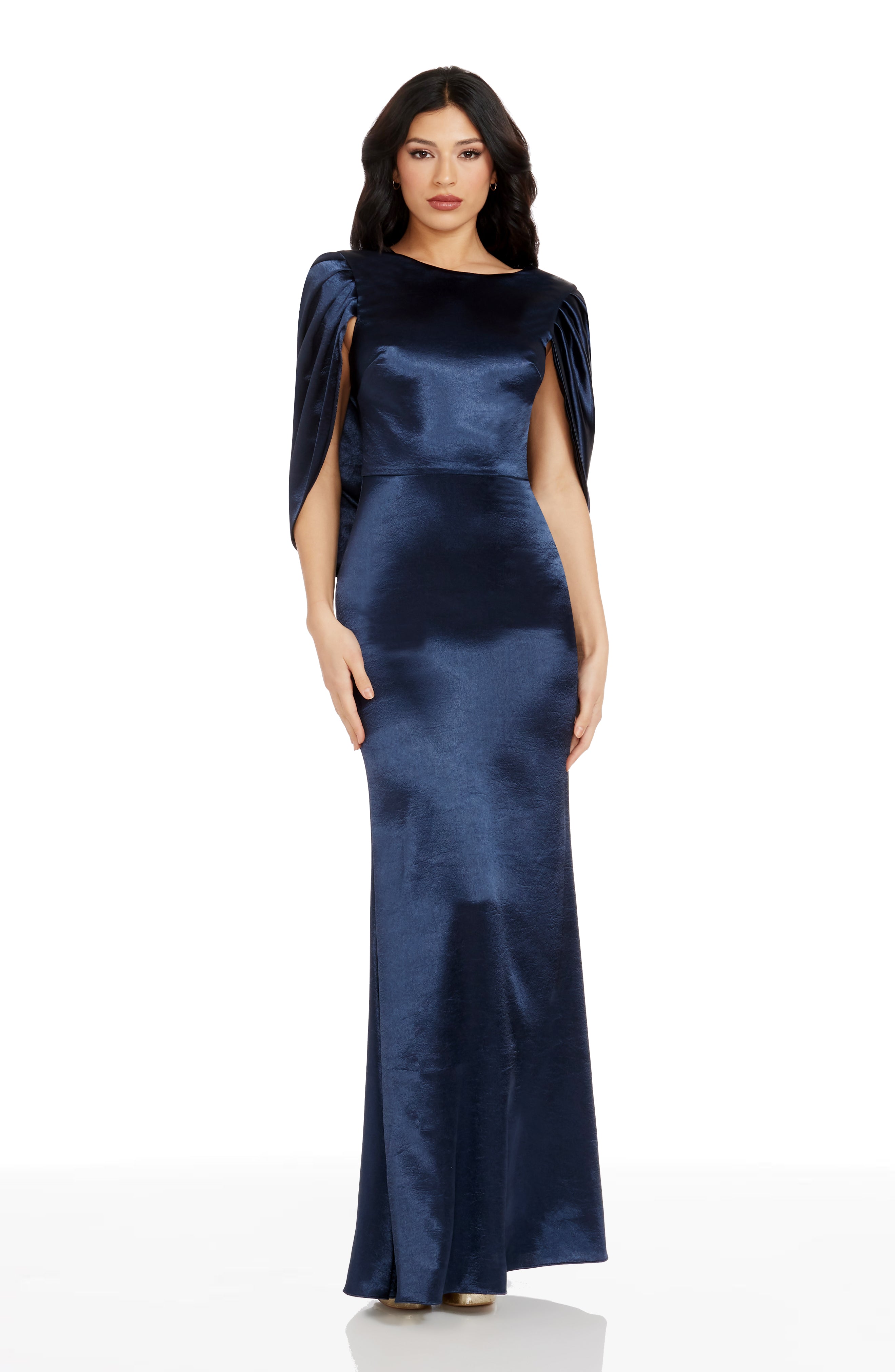 harper mermaid gown dress the population Adina Dress XL / NAVY