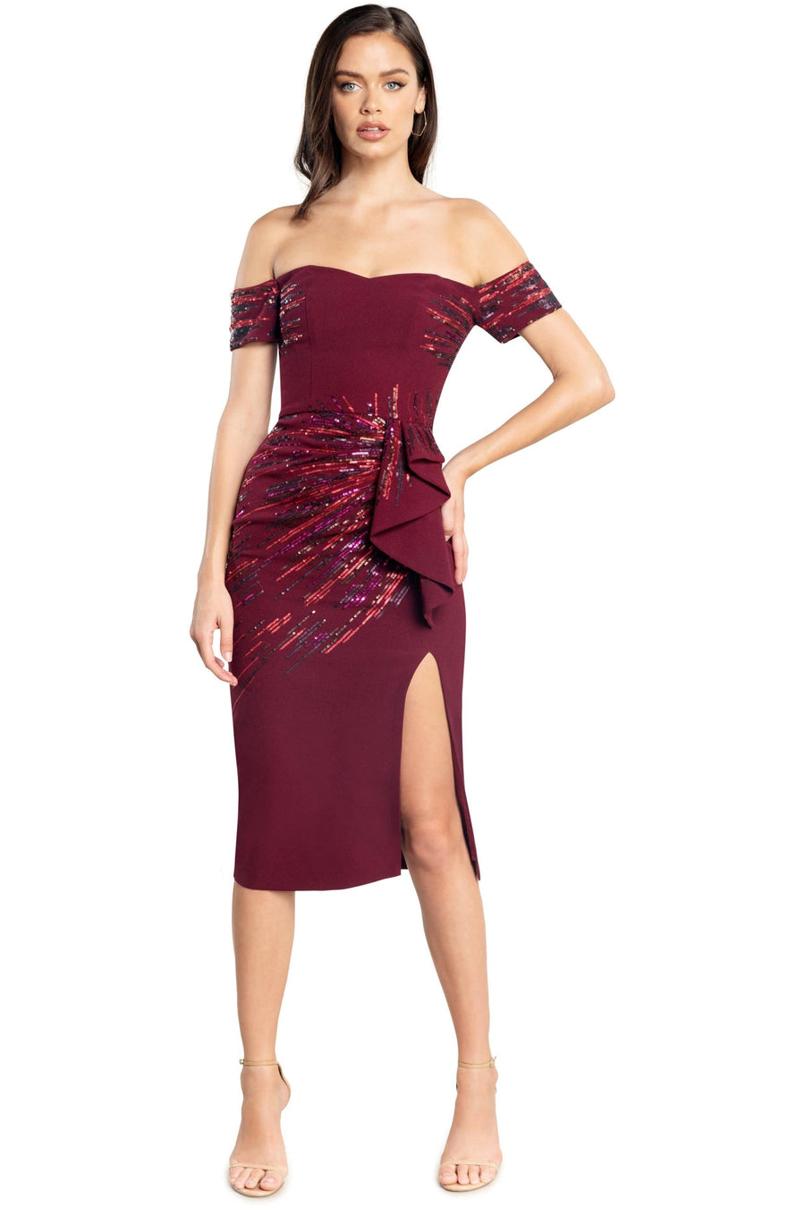 Alani Dress / BURGUNDY MULTI
