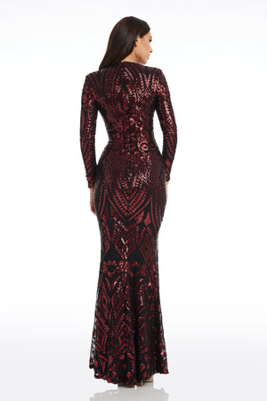 Alessandra Dress / BURGUNDY-BLACK