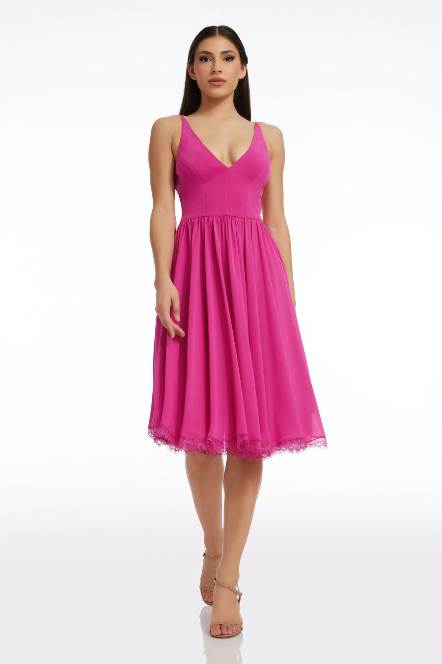 dress the population alicia dress Dress the Population | Dresses | New Dress The Population Alicia Chiffon Plunging Mix Media Dress In Green