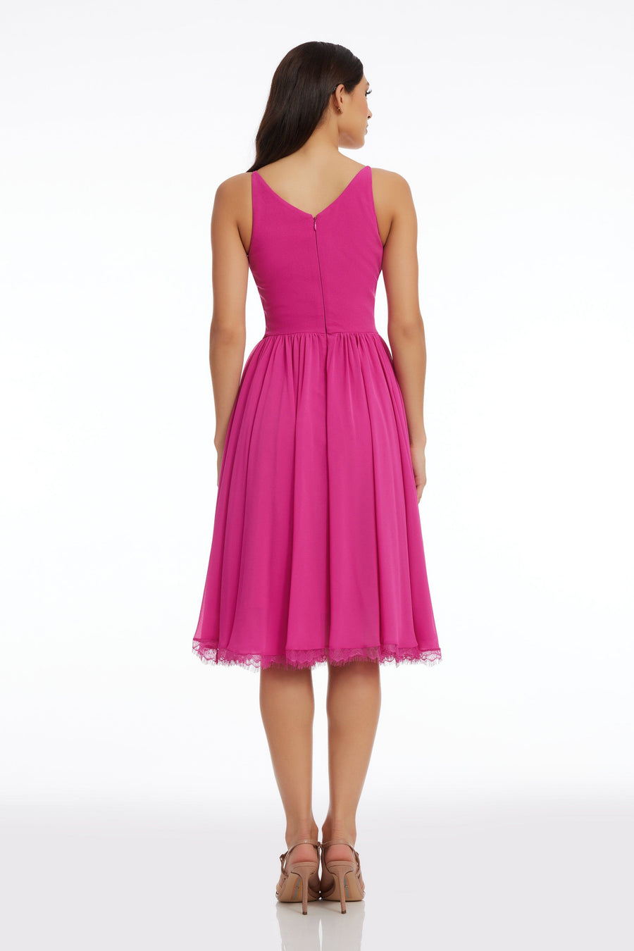 Dress the Population Alicia Lace-Hem Dress - Dark Magenta - Size XXS Dress the Population Alicia Lace-Hem Dress - Dark Magenta - Size XXS