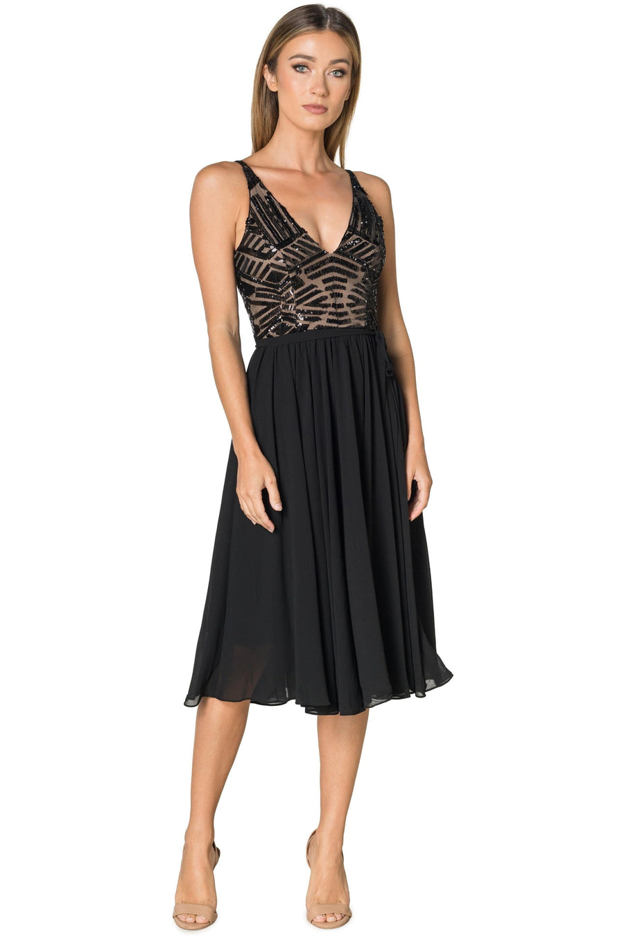 Alicia Mixed Media Dress Dress the Population Alicia Mixed Media Dress Dress the Population