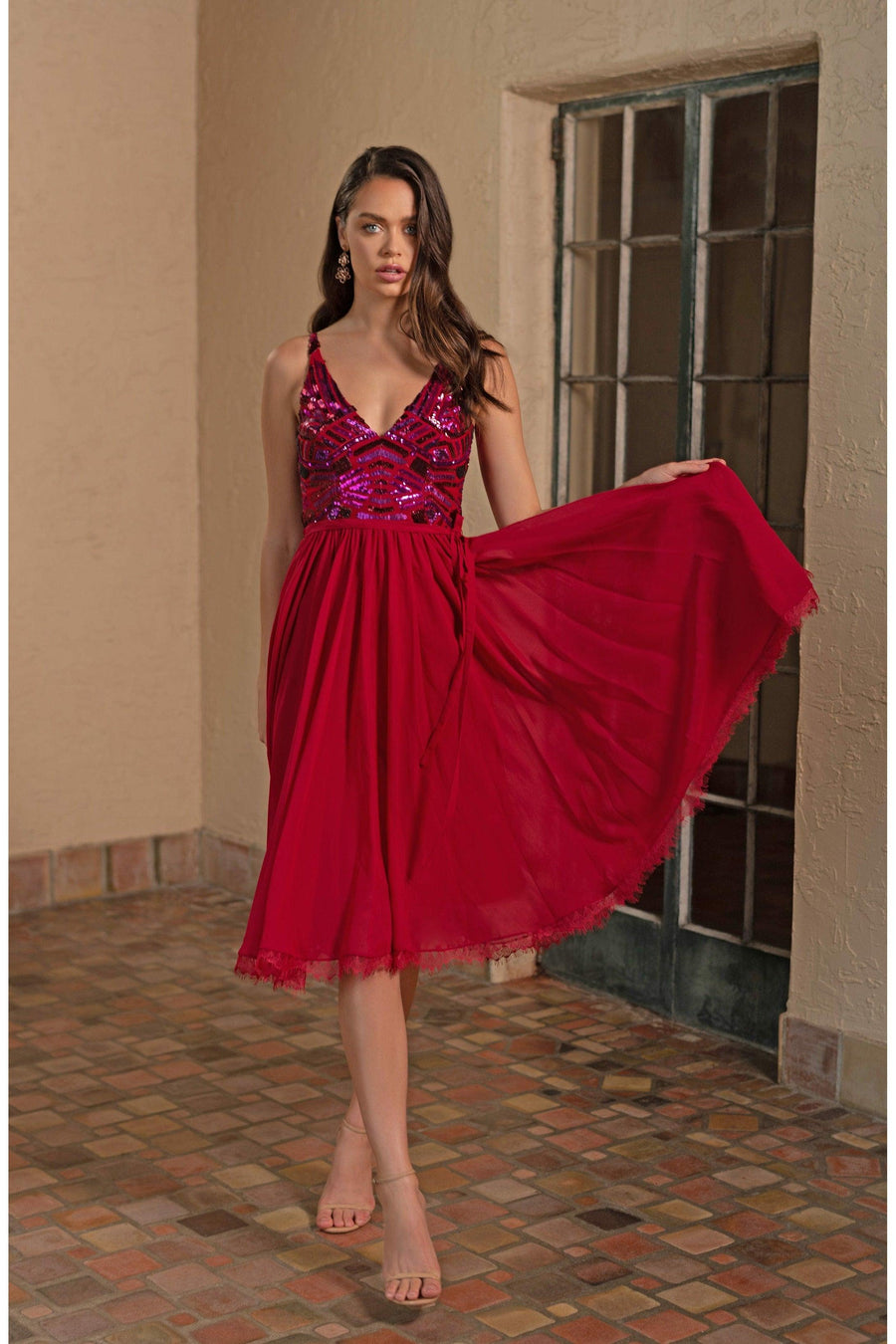 Alicia Mixed Media Dress Dress the Population Alicia Mixed Media Dress Dress the Population