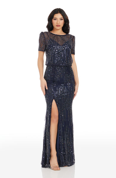 ワンピース ROTATE Woman Dress Blue RT2296 18-3943 Ocean Blues Women's Royal Blue Plus Size V-Neck One Piece