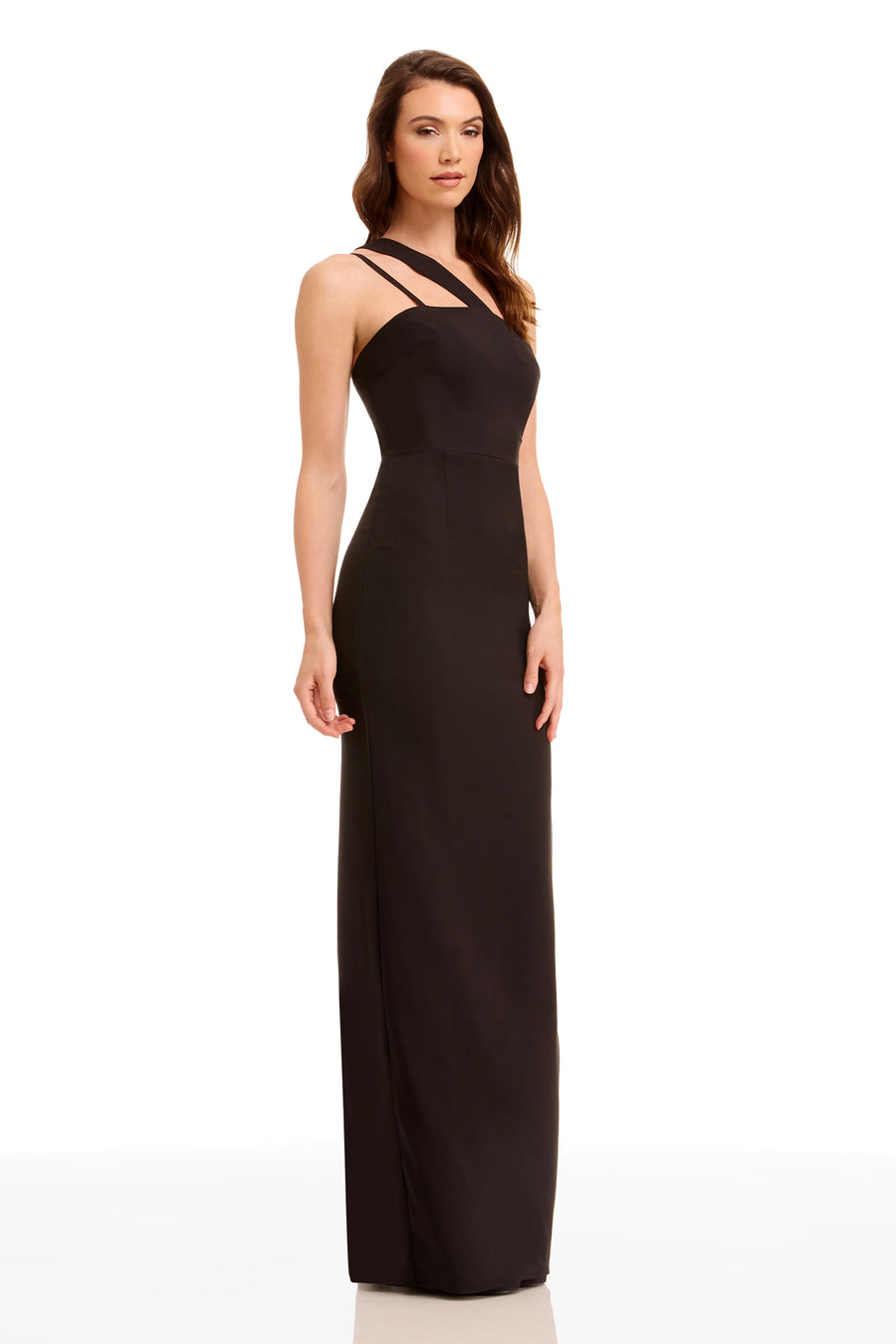 Dress The Population Women's Asymmetrical Neck Sheath Gown - Black - M Dress The Population Women's Asymmetrical Neck Sheath Gown - Black - M