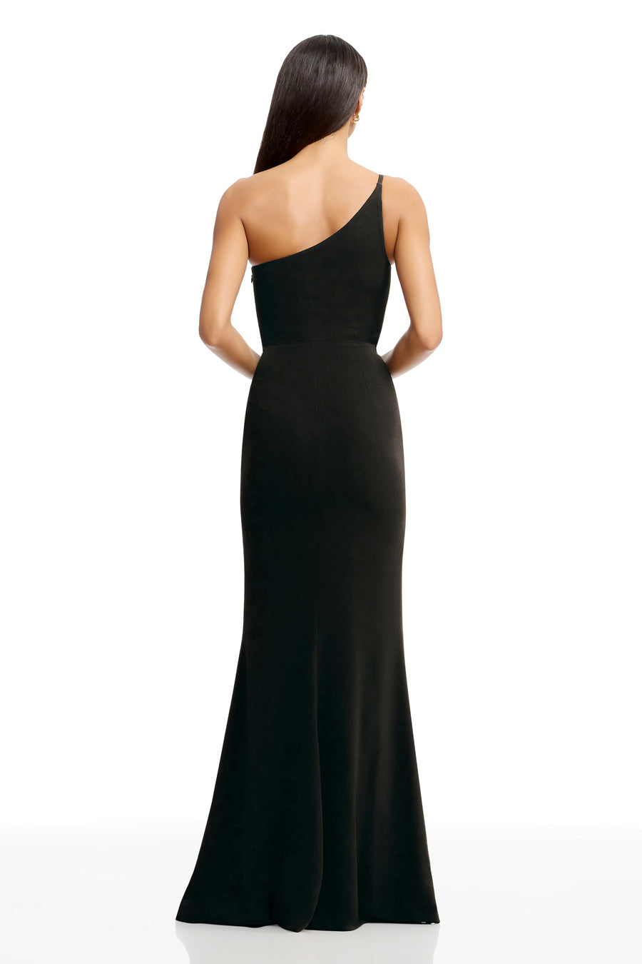 amy one shoulder crepe gown dress the population Dress the Population Amy Gown - Black