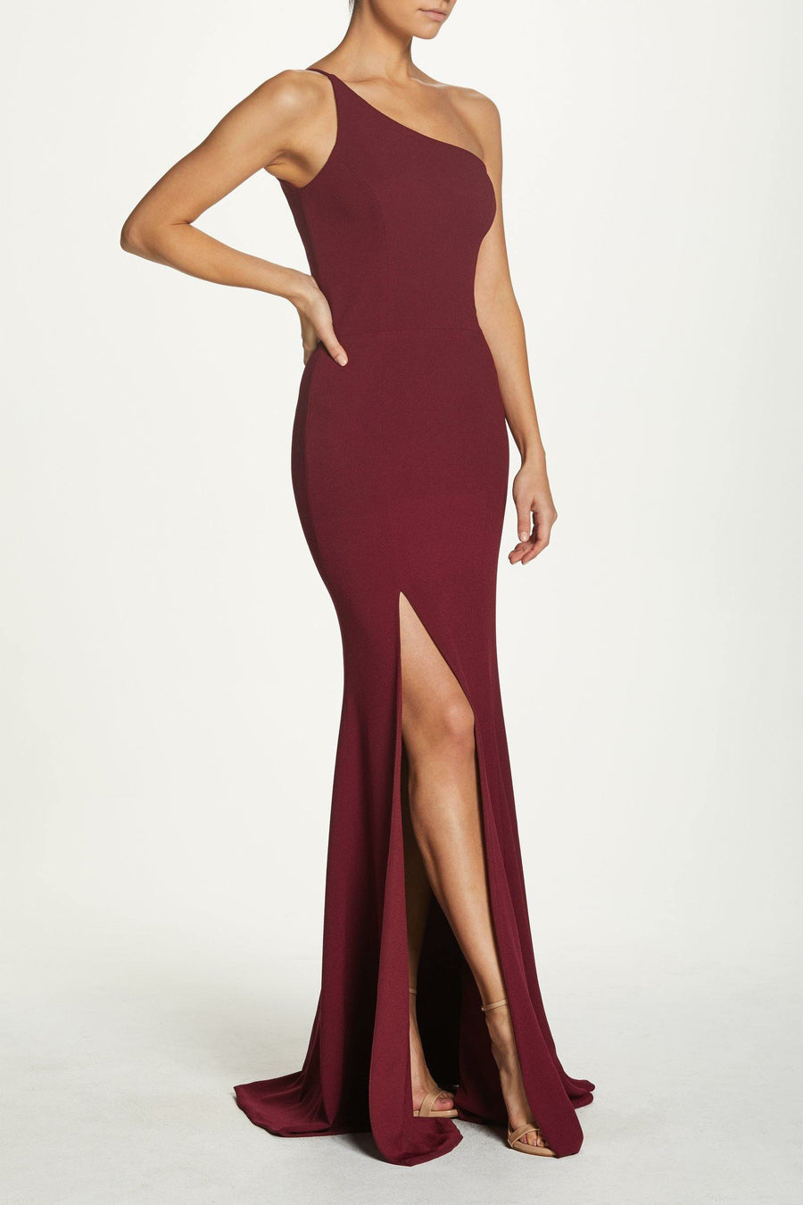 dress the population amy one-shoulder gown Dress the Population Amy Gown - Black