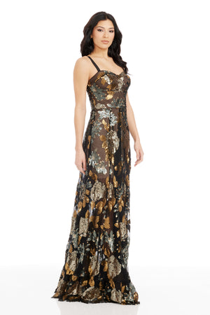 dress the population anabel sheer sequin dress Anabel Sequin Gown