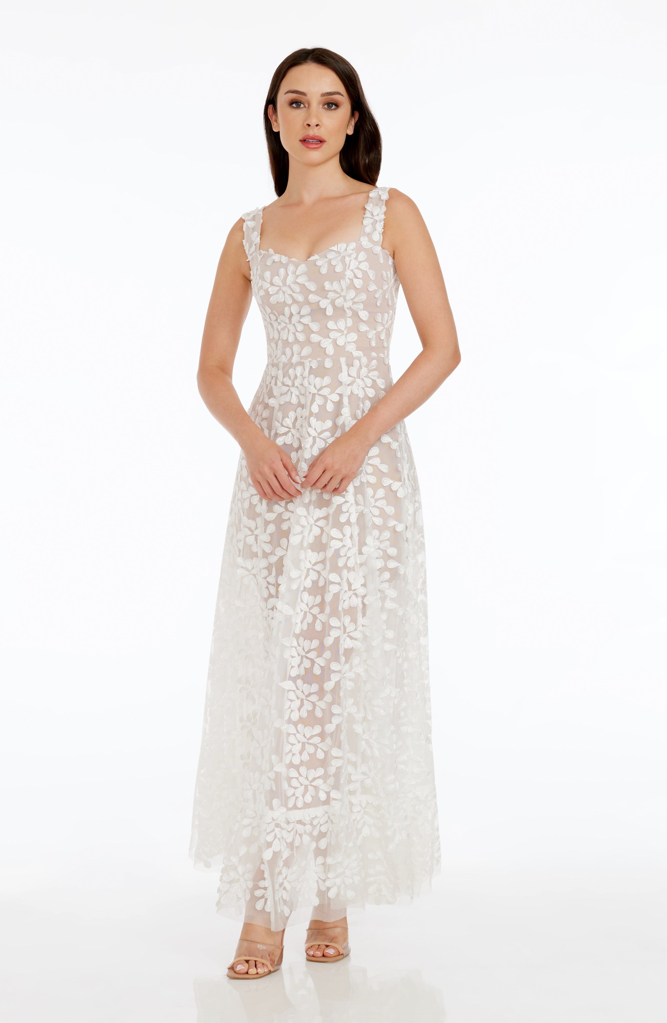 dress the population lace dress Anabel Gown - White a perfect blend of Size:custom made (0-16 US) Estie Cotton Maxi Dress Size_07.5
