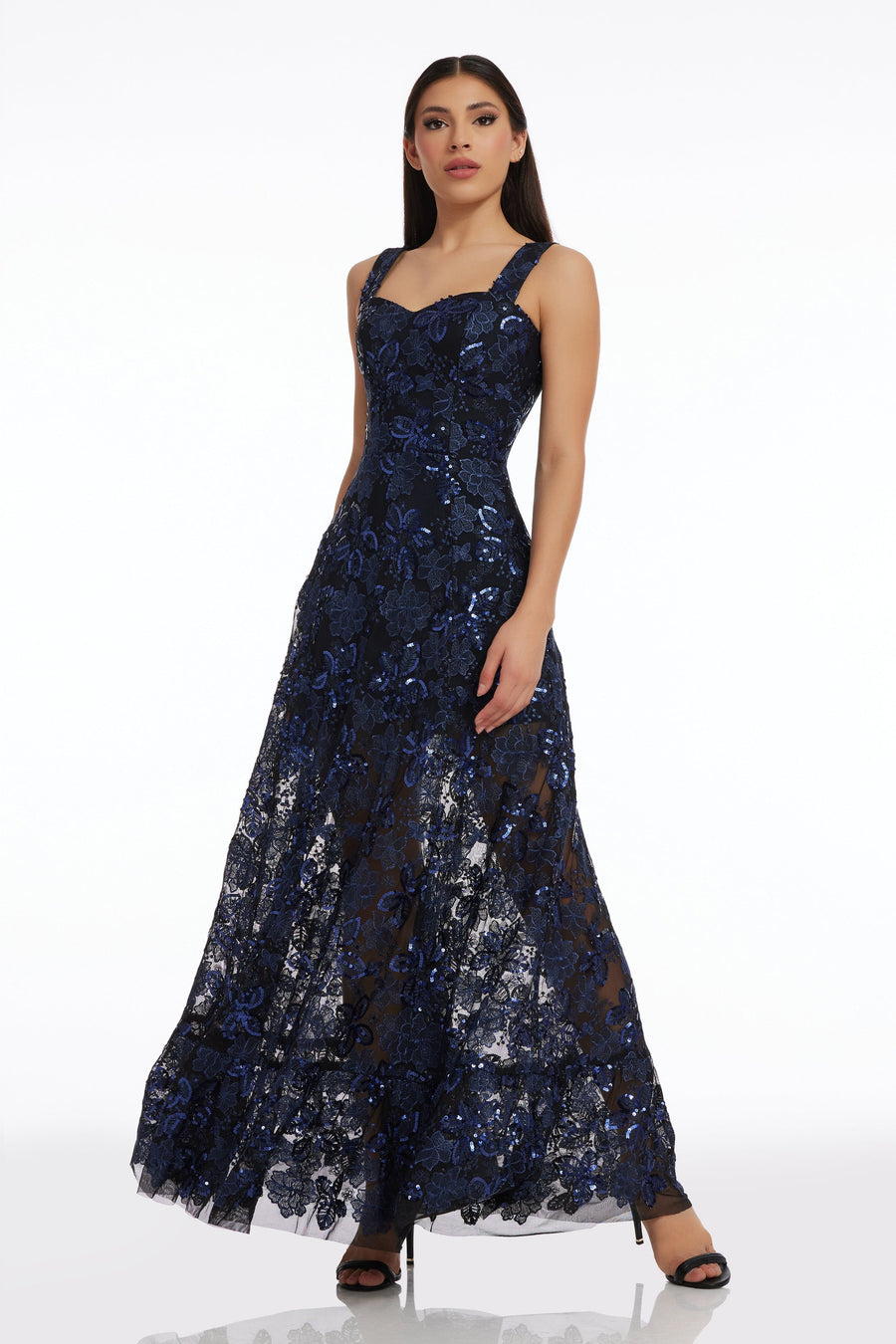 Anabel Sequin Embroidered Gown Dress the Population Anabel Sequin Embroidered Gown Dress the Population