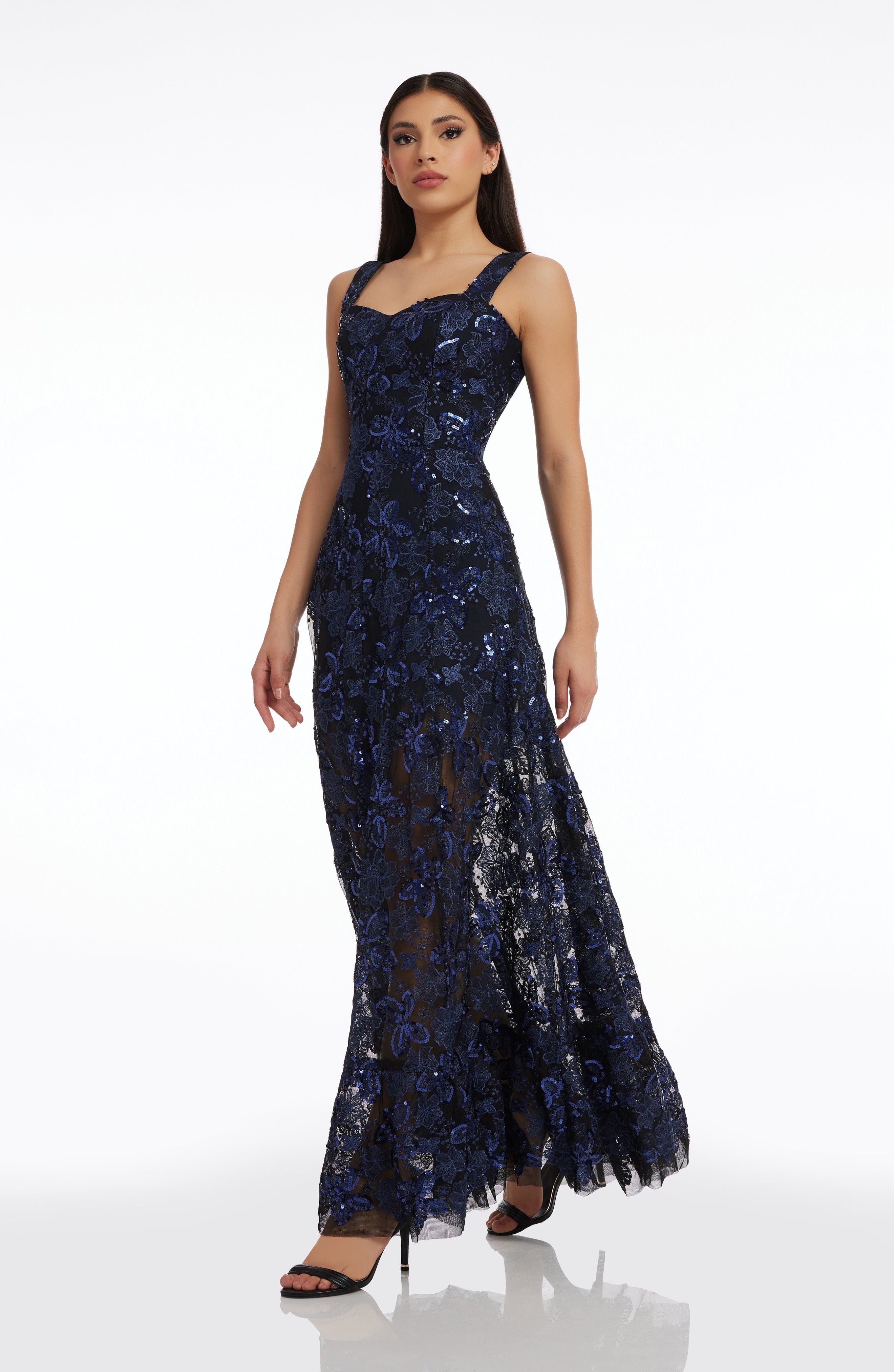 Dress the Population Anabel Sequin Embroidered Gown - Blue - XXS Dress the Population Anabel Sequin Embroidered Gown - Blue - XXS