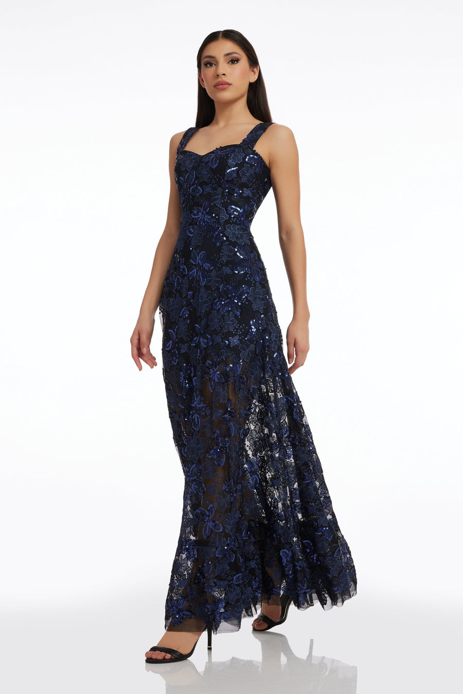 Anabel Sequin Embroidered Gown Dress the Population