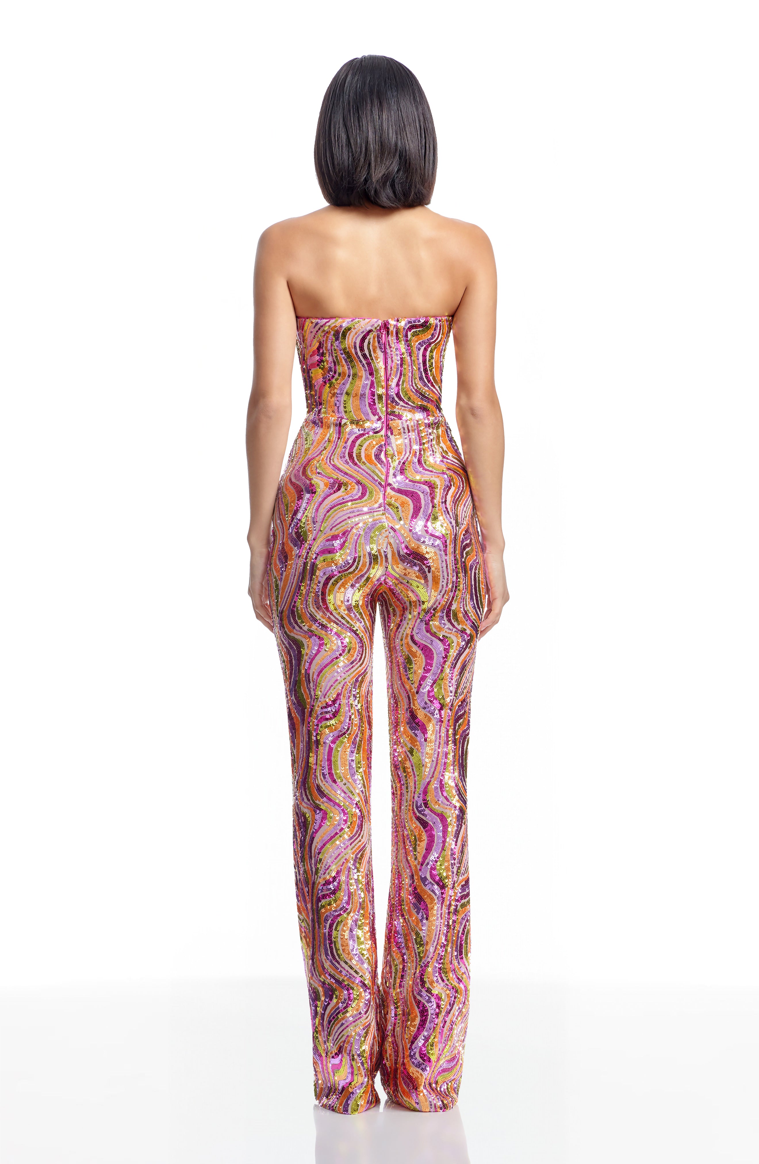 open lace back dress Fernanda Sequin Top Jumpsuit – Dress the Population main image 1