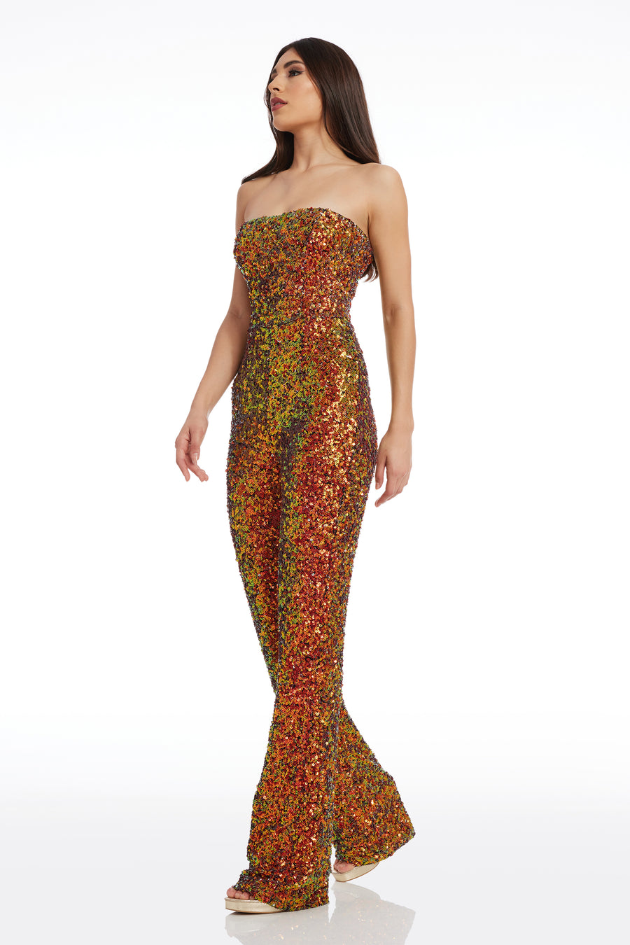 dress the population red sequin jumpsuit Dress The Population Charlie Sequin Jumpsuit In Rouge Red Multi