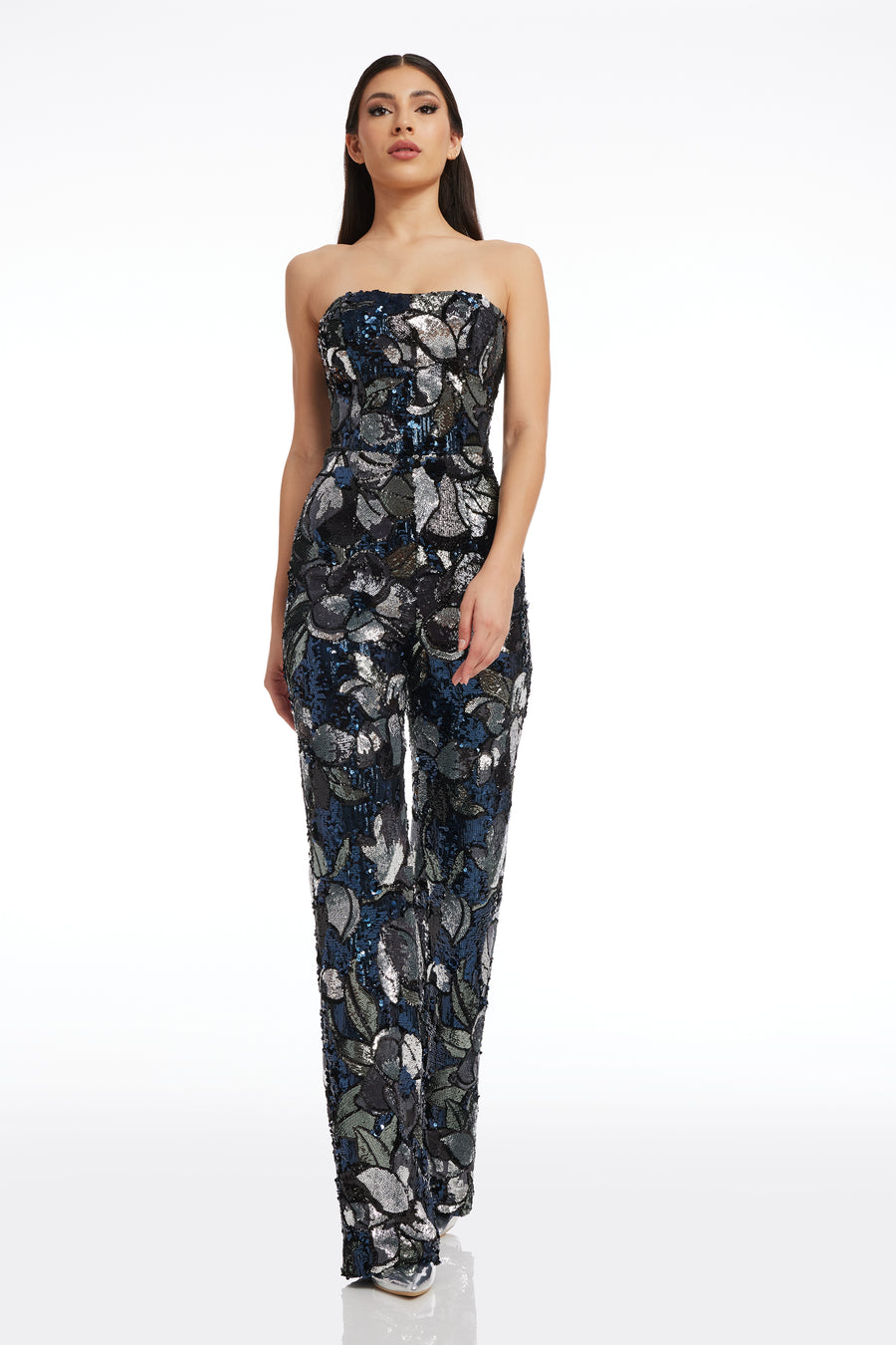 dress the population Andy Floral Sequin Jumpsuit white | Clothing dress the population Andy Floral Sequin Jumpsuit white | Clothing