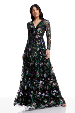 Angelina Dress / BLACK MULTI