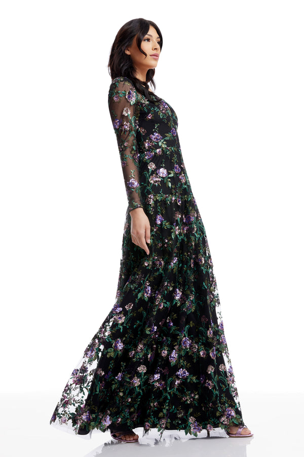 Angelina Dress / BLACK MULTI