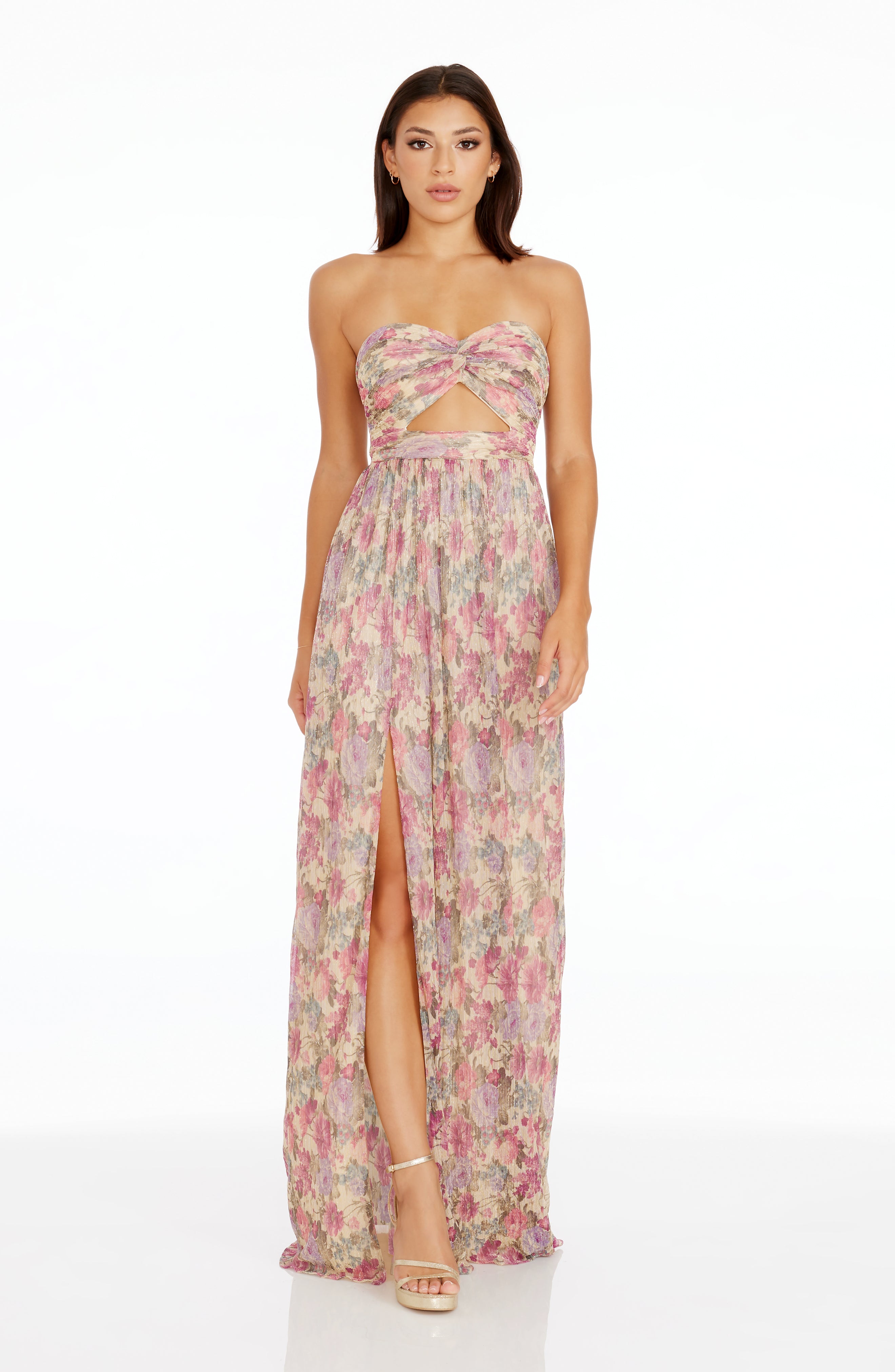 Women Dusty pink and red Sleeveless Lips Print Midi Dress