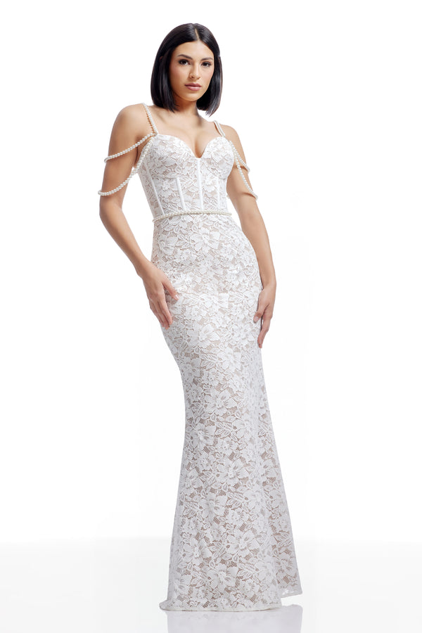 Antoinette Dress / White-Nude