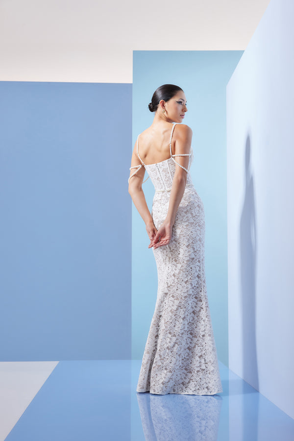 Antoinette Dress / White-Nude