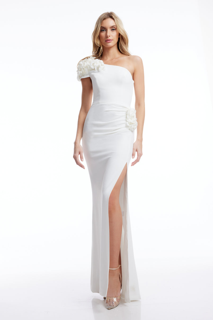 dress the population one shoulder gown Dress the Population Women's Amy One-Shoulder Gown