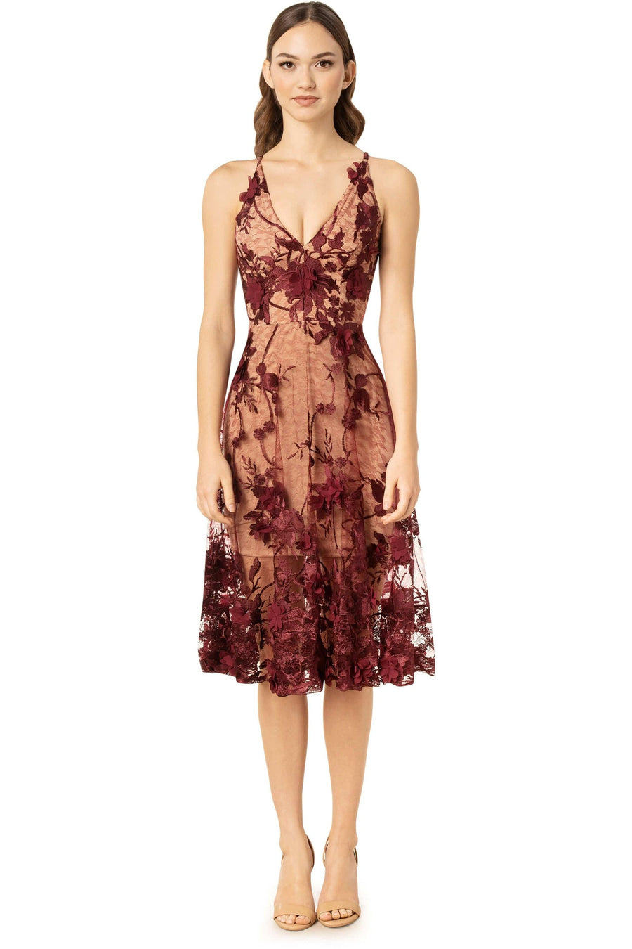 Audrey Dress / BURGUNDY/NUDE