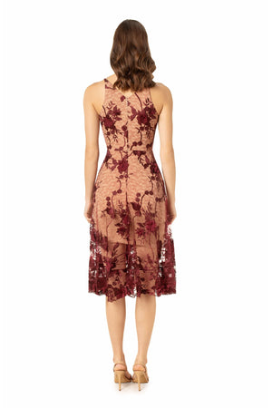 Audrey Dress / BURGUNDY/NUDE