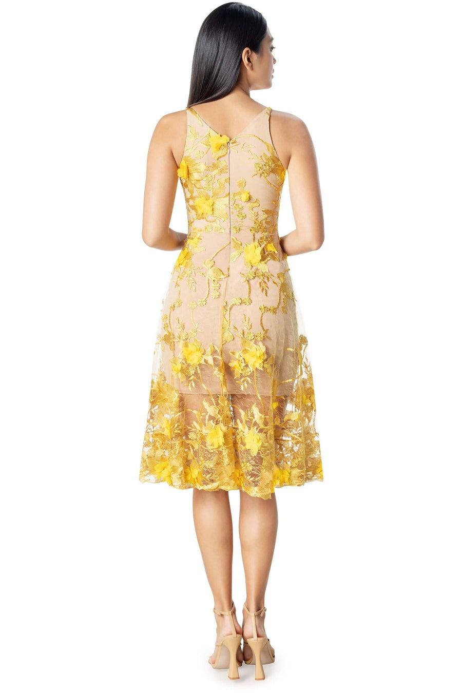 Dress the population yellow lace dress store