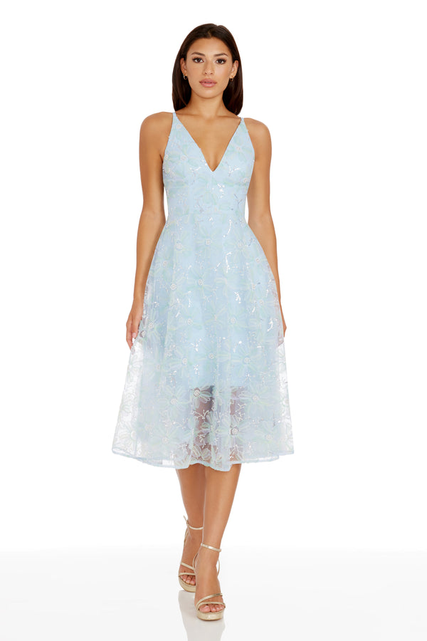 Audrey Dress / POWDER BLUE MULTI
