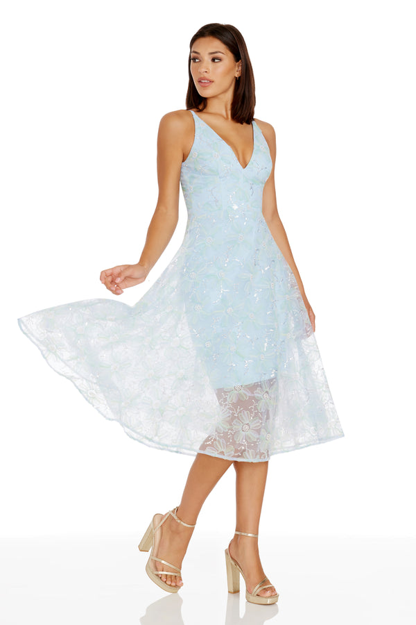Audrey Dress / POWDER BLUE MULTI
