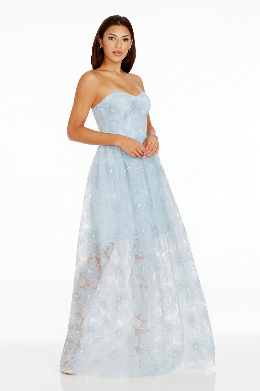Audrina Sheer Gown Dress the Population Audrina Sheer Gown Dress the Population
