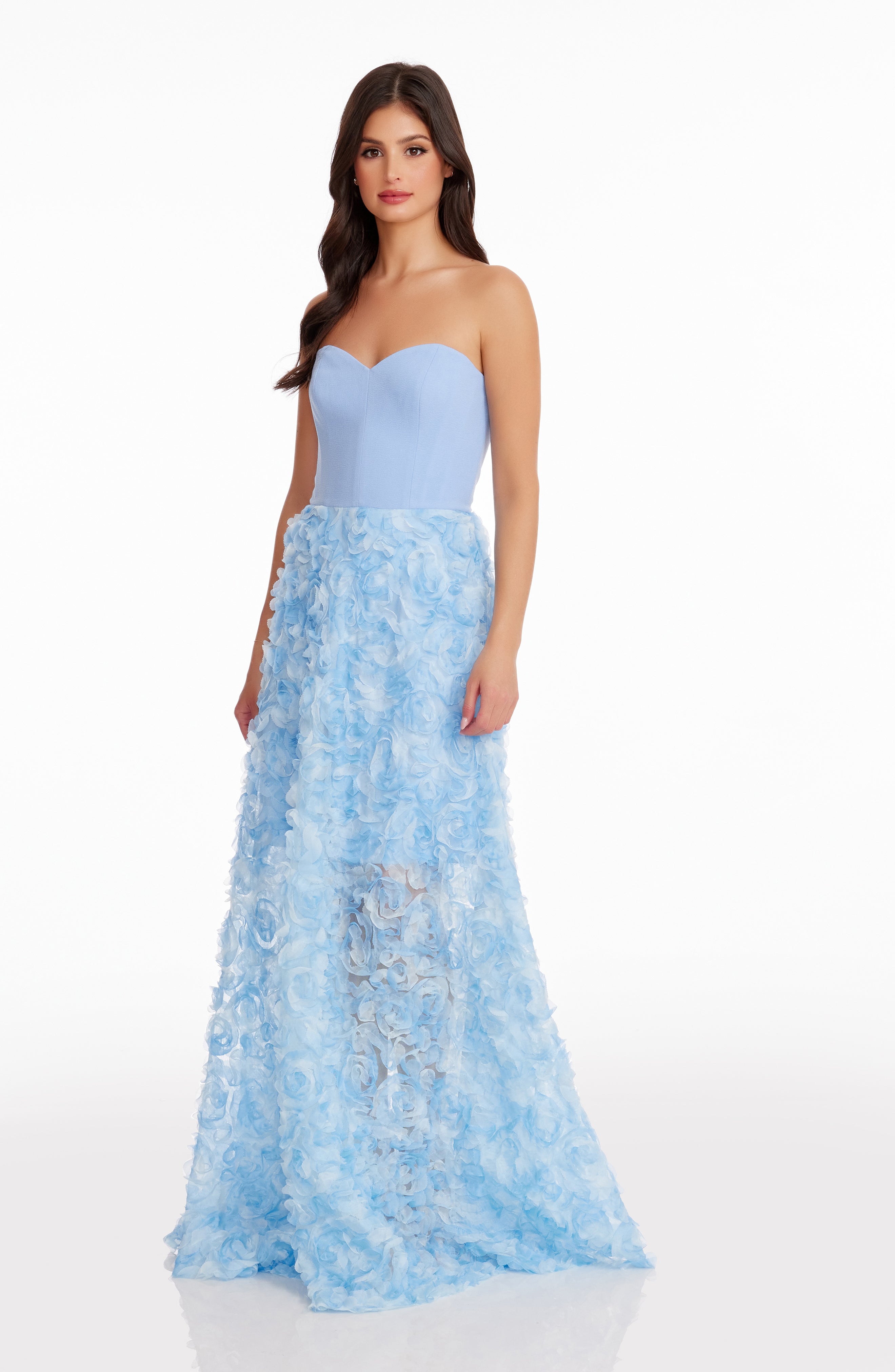 dress the population audrina gown Women's Floral Appliqué Strapless - Blue Cowgirls the audrina dress is Dark Blue A-Line Tulle Size:Men's 10.5