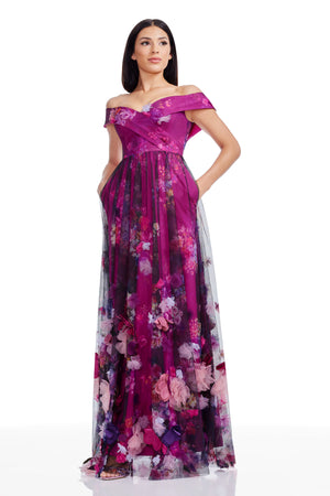 Aurea Dress / DARK MAGENTA MULTI