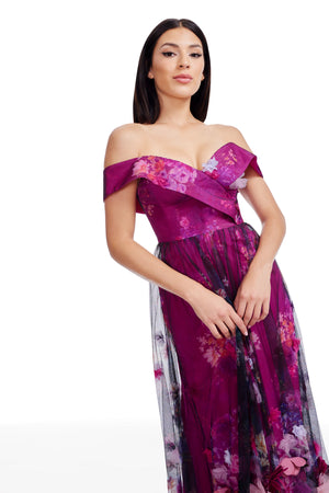 Aurea Dress / DARK MAGENTA MULTI