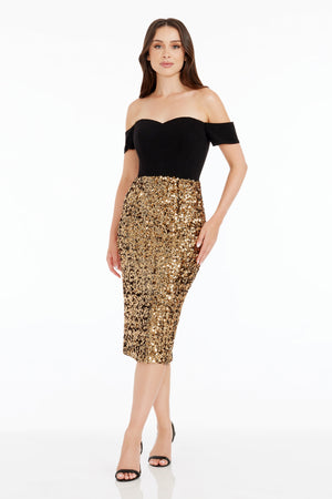 Bailey Dress / GOLD-BLACK