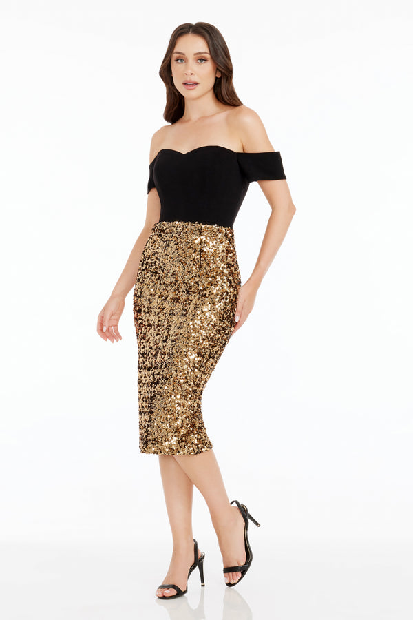 Bailey Dress / GOLD-BLACK