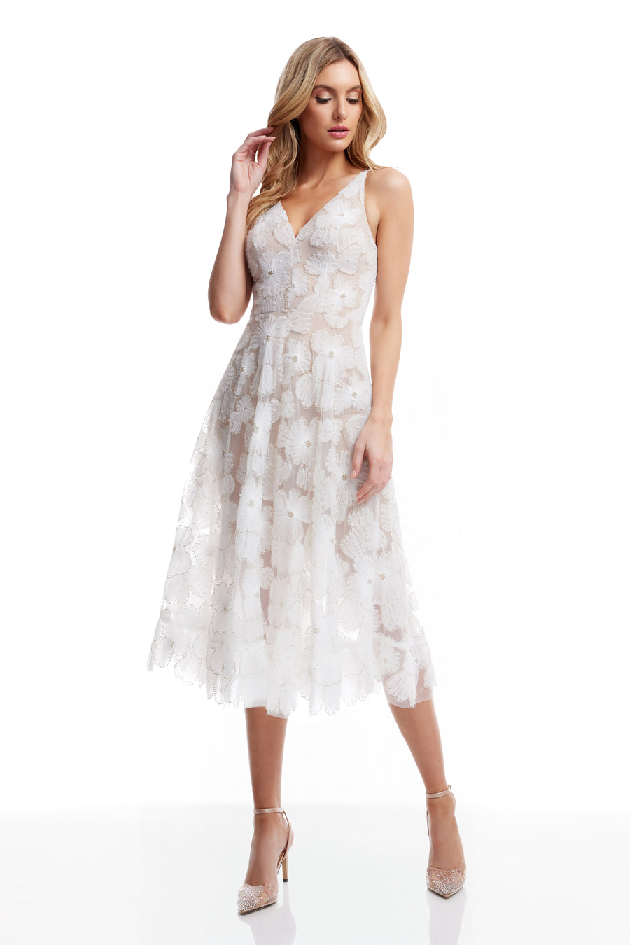 Blair Dress / WHITE-NUDE