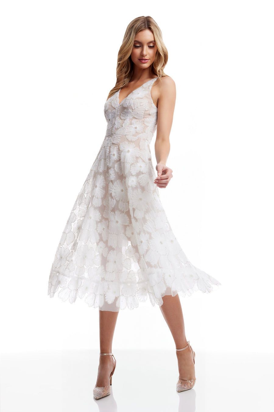Blair Dress / WHITE-NUDE