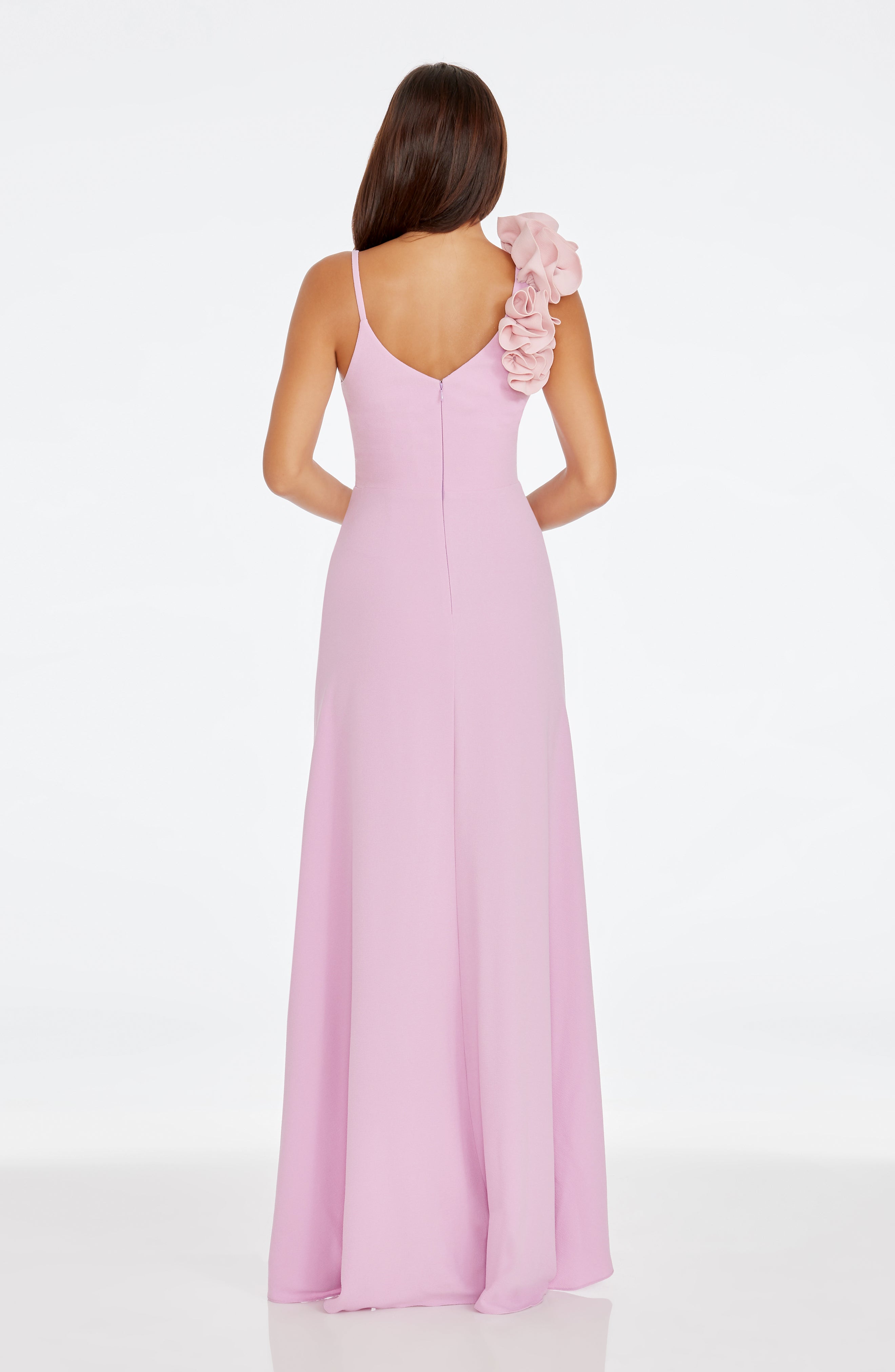 Dress The Population Camelia Ruffle Detail Gown Bright Fuchsia-Poppy