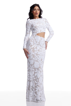 Candace Dress / WHITE-NUDE