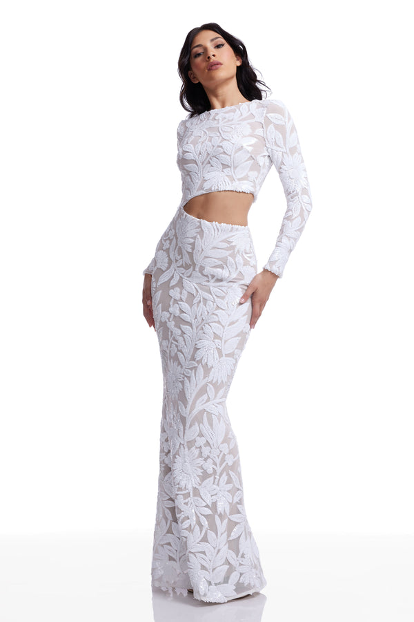 Candace Dress / WHITE-NUDE