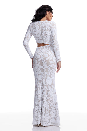 Candace Dress / WHITE-NUDE