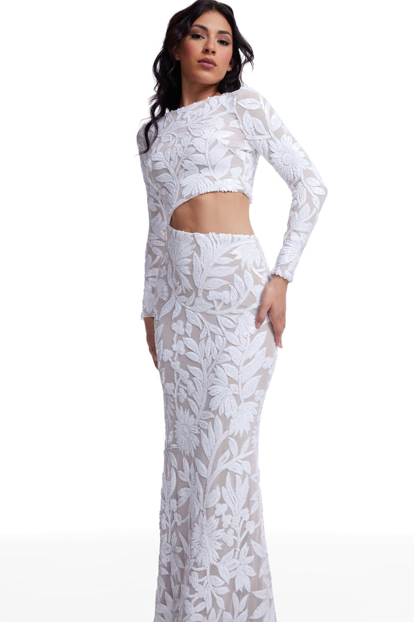 Candace Dress / WHITE-NUDE